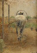 Nils Kreuger Labor - horse pulling a threshing machine china oil painting artist